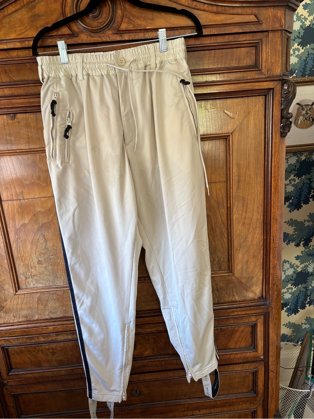 Adidas Y-3 Collab Cream Joggers Black Side Stripe